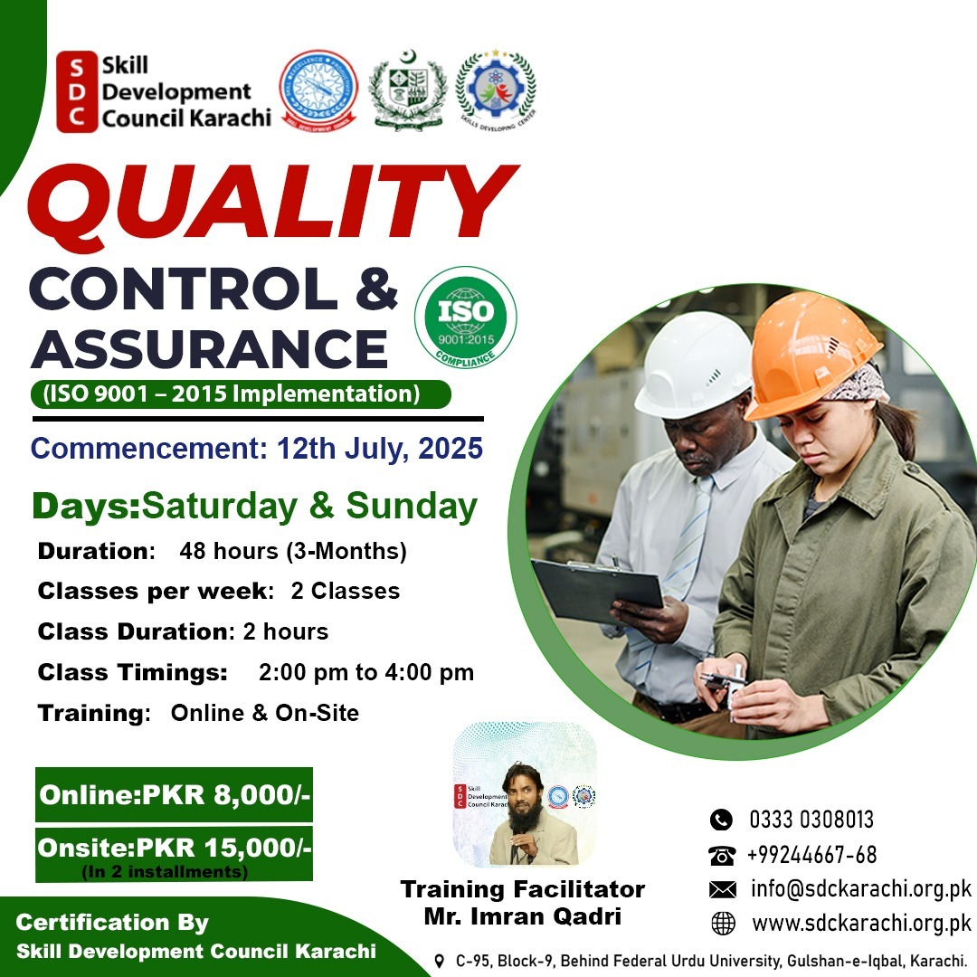 Quality control & Assurance - post by skill developing Center