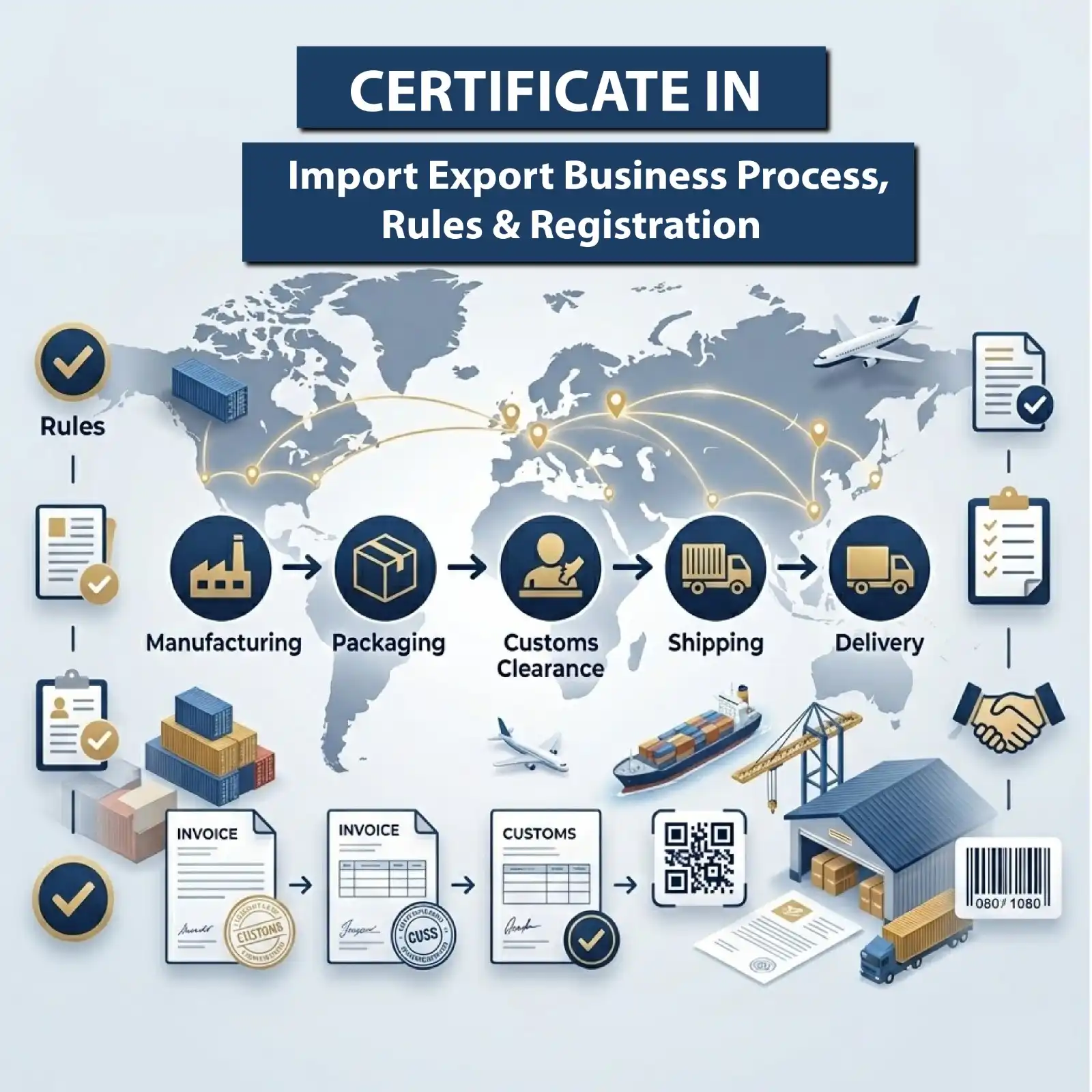 certificate in import export, business process, rules and regulation by skill developing center karachi