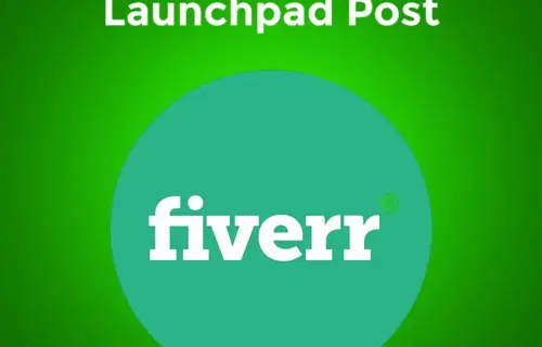 Certification in Fiverr Launchpad Post graphic with Fiverr logo on green gradient background.