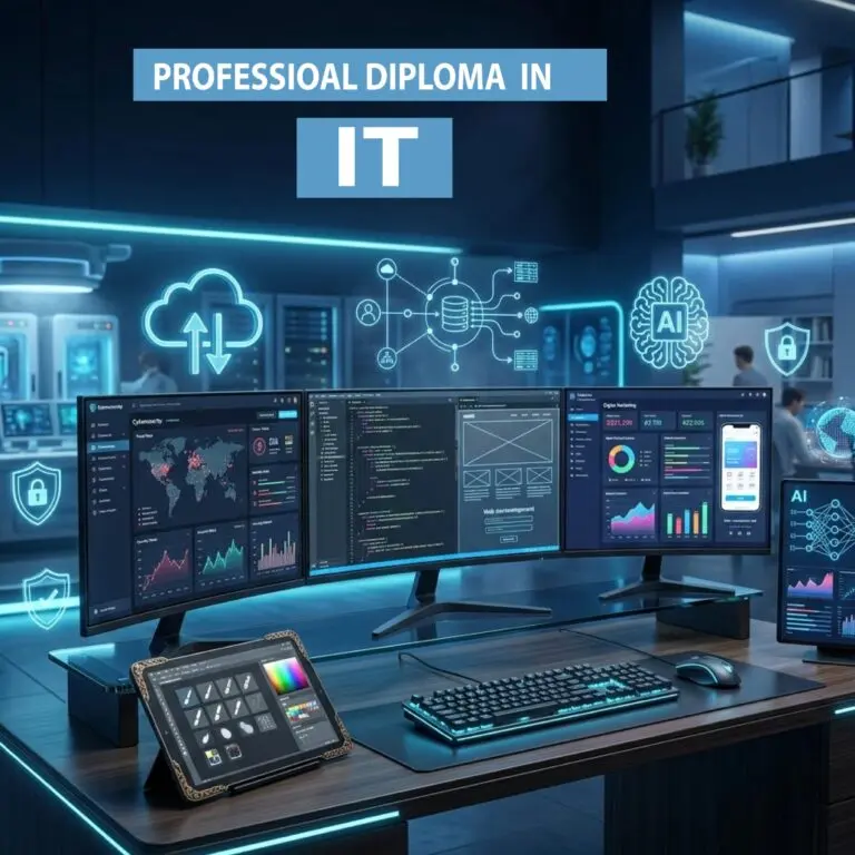 Advance your career with a Professional Diploma in IT: Master cybersecurity, cloud, and AI in a smart, future-ready environment.